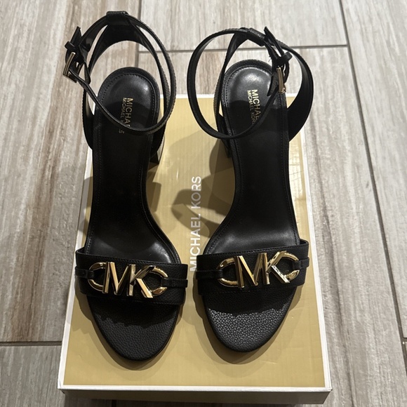 Michael Kors Reed Block Heel Black Sandal - Picture 1 of 9
